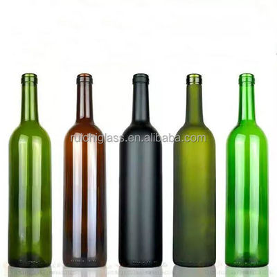 500ml/750ml Glass Red Wine Bottle Dark Green Grape Wine Empty Bottle With  Design